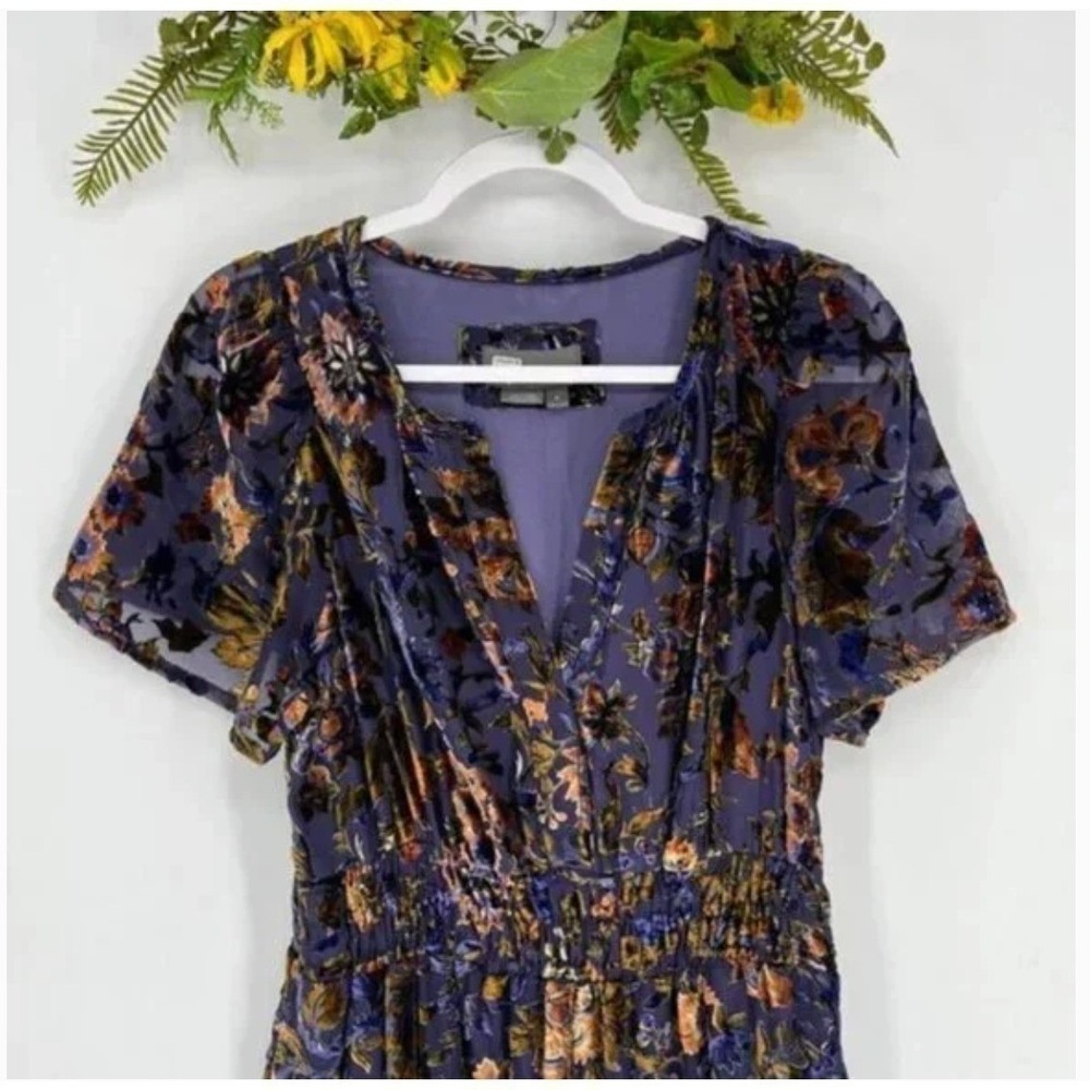 Anthropologie Somerset Floral Burnout Velvet Maxi Dress Plus 2X Boho Fairycore - Picture 7 of 12